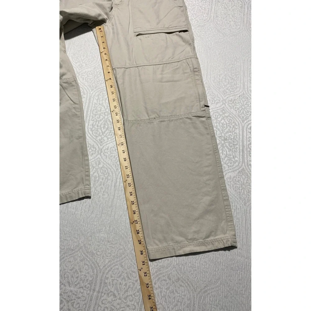 Cherokee Mens Khaki Cargo Pants 34x32 Wide Leg Carpenter Workwear Tan Cotton‎